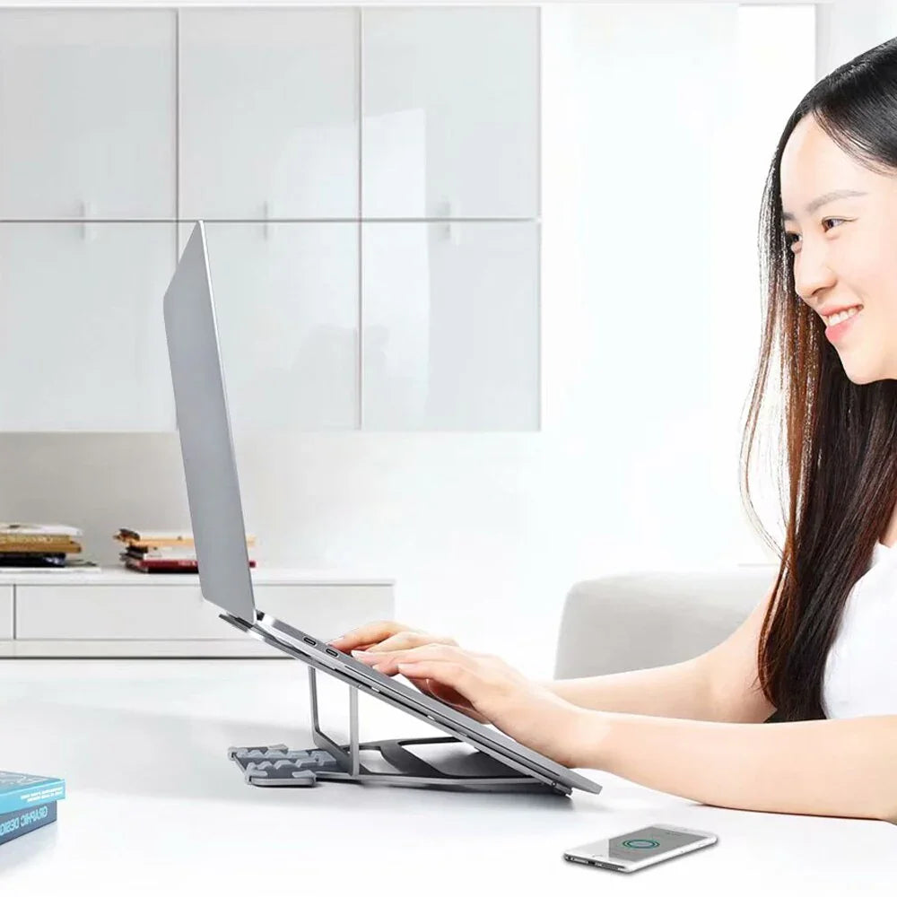 Wiwu Laptop Stand S400 For Macbook & Laptop - Silver - Tashqila Wiwu Laptop Stand S400 For Macbook & Laptop - Silver - Tashqila